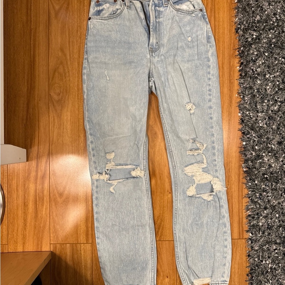 Abercrombie & Fitch Light Blue Distressed Boyfriend Jeans